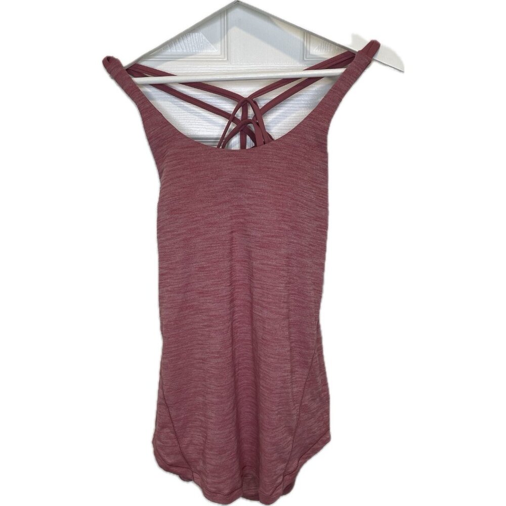 Lululemon Moment To Movement 2-In-1 Tank Pink Heathered Misty Merlot 4 S Padded - Picture 4 of 9